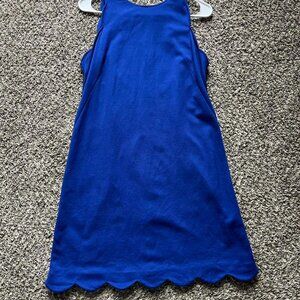 Blue Scalloped Edge Sleeveless Dress, Blue Bridesmaid Dress, Monochrome Dress